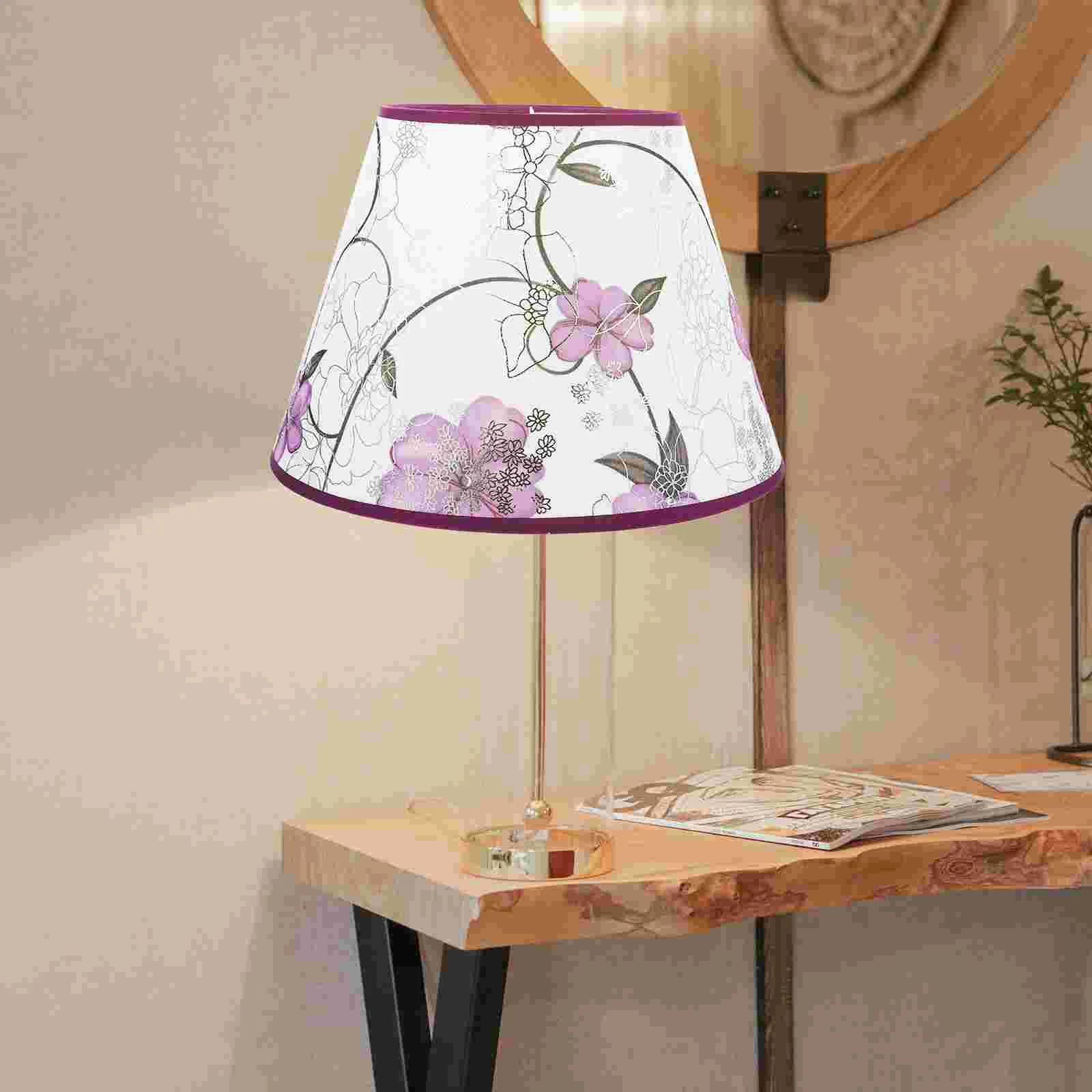 Абажур с цветочным узором, средний барабанный абажур, абажур в европейском стиле, тканевый подвесной светильник, винтажные абажуры для ламп Изображение 3