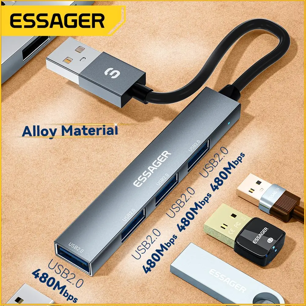 Essager 4 в 1 USB C Кабельный Концентратор USB 2.0 Высокоскоростной Разветвитель Type C Концентратор Адаптер Для Портативного Компьютера USB Многофункциональный Расширитель Изображение 0