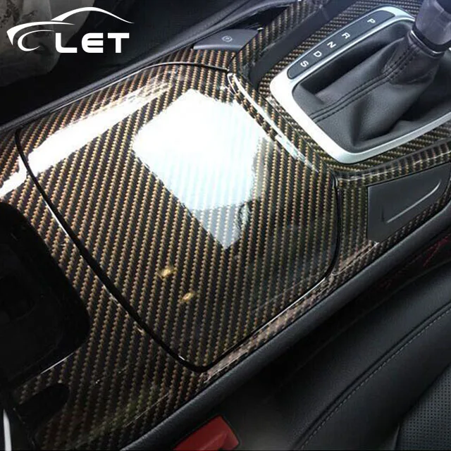 Глянцевая черная и золотая виниловая пленка 2D из углеродного волокна, наклейка для автомобиля 