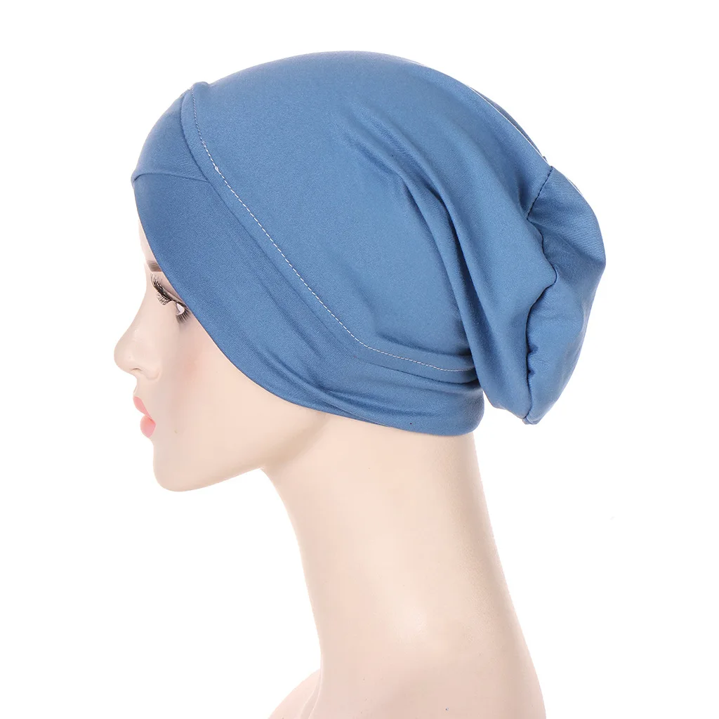 Женская шляпа-хиджаб со скрещенным куполом, пуловер из матового молочного шелка, женская нижняя шляпа, мусульманская шляпа-хиджаб Изображение 3