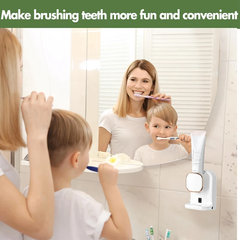 Автоматический электрический дозатор зубной пасты Автоматический дозатор зубной пасты + датчик для ванной комнаты Настенный насос для зубной пасты 2 шт. Прочный Изображение 2