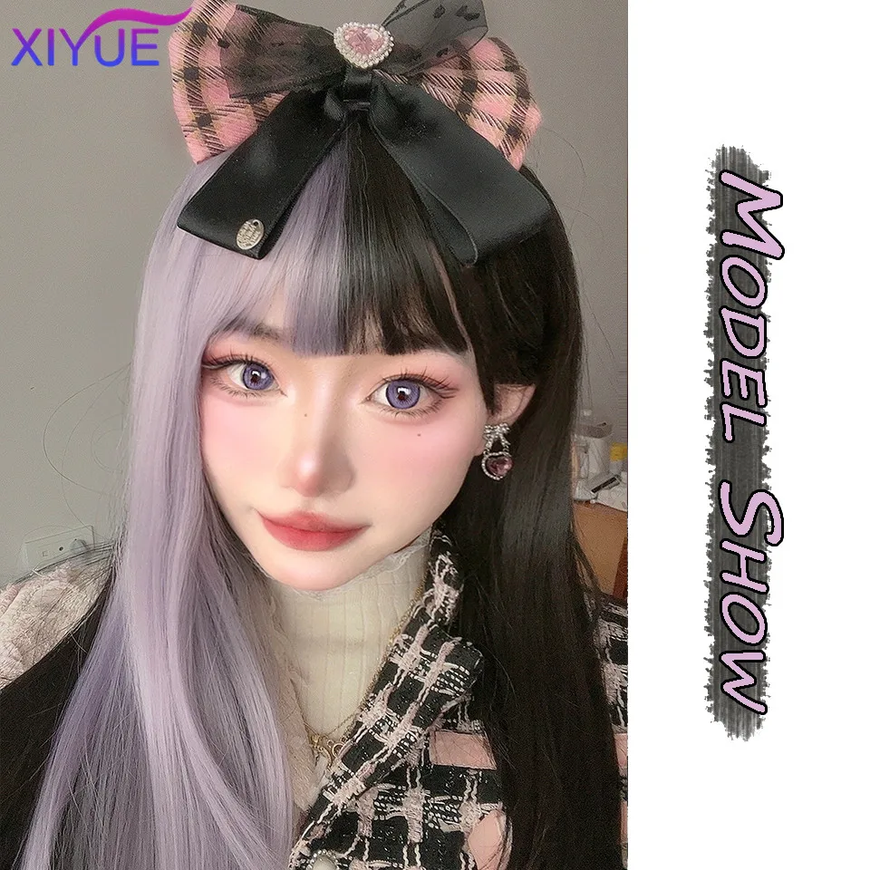 Черно-фиолетовый парик Сиюэ Куроми, соответствующий цвету маленького идола Лолиты, многослойные длинные прямые волосы Изображение 3