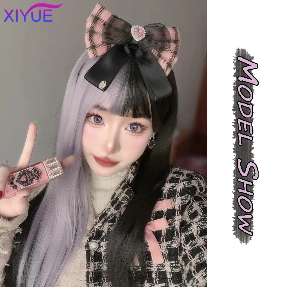 Черно-фиолетовый парик Сиюэ Куроми, соответствующий цвету маленького идола Лолиты, многослойные длинные прямые волосы Изображение 4