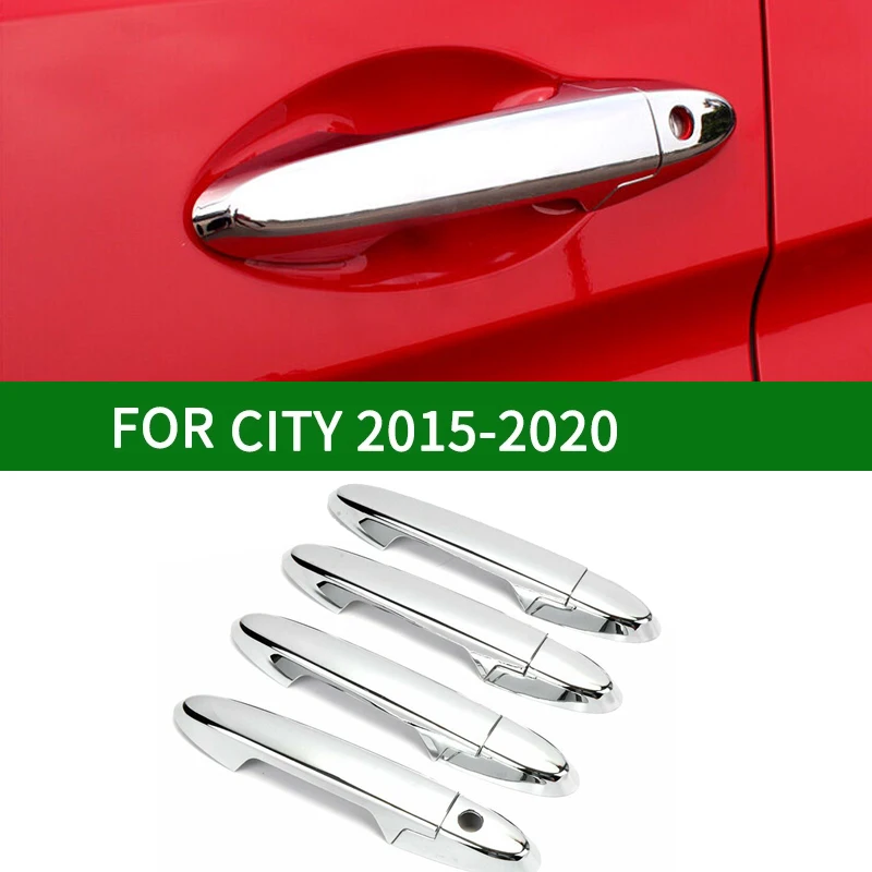 Хромированная автомобильная наружная Боковая дверная ручка, защитная накладка для Honda CITY 2015-2020 Изображение 1