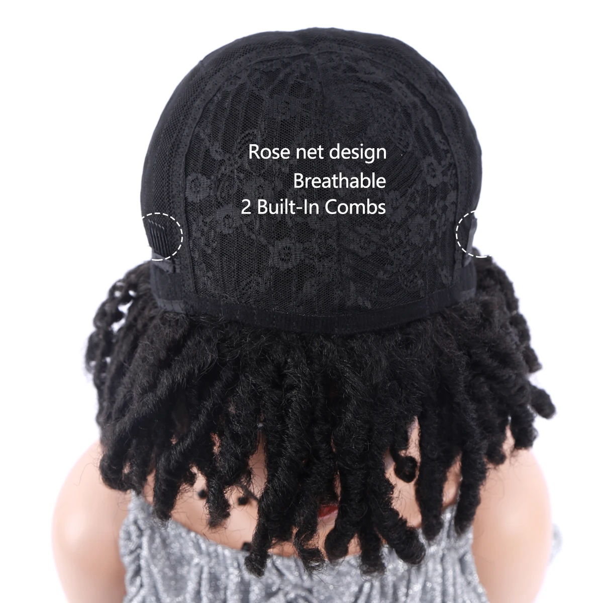 Синтетический парик Парик с дредами 8 дюймов Короткие парики без узлов для чернокожих женщин Синтетический Черный Коричневый Красный Короткий парик Изображение 4
