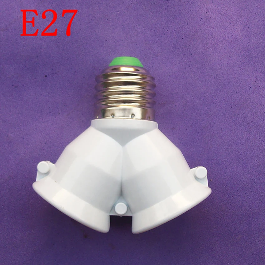 E27 от 1 мужчины до 2 женщин Y-образная светодиодная лампа CFL с цоколем, адаптер-преобразователь, разветвитель, держатель лампы, Резьбовые основания ламп E27 расширяются Изображение 1