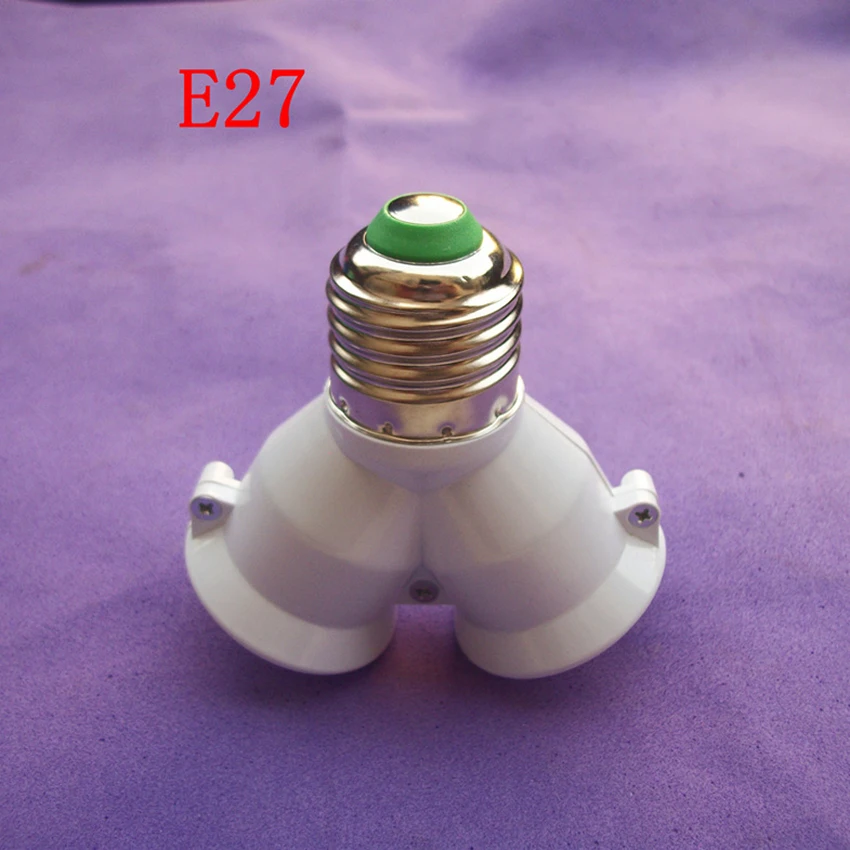 E27 от 1 мужчины до 2 женщин Y-образная светодиодная лампа CFL с цоколем, адаптер-преобразователь, разветвитель, держатель лампы, Резьбовые основания ламп E27 расширяются Изображение 2