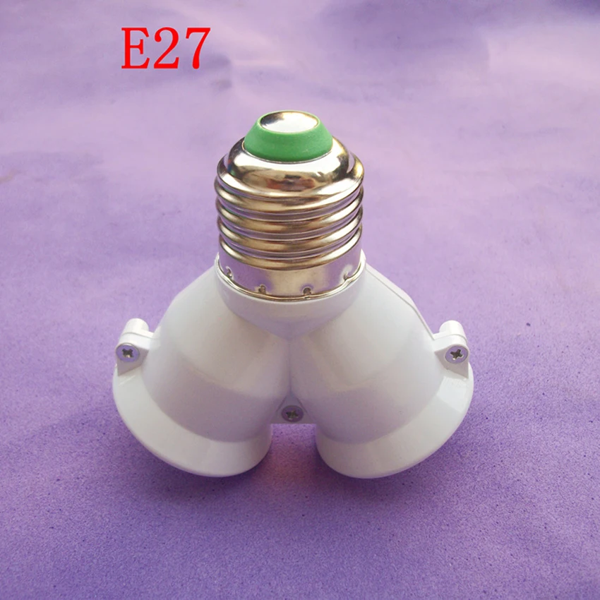 E27 от 1 мужчины до 2 женщин Y-образная светодиодная лампа CFL с цоколем, адаптер-преобразователь, разветвитель, держатель лампы, Резьбовые основания ламп E27 расширяются Изображение 3