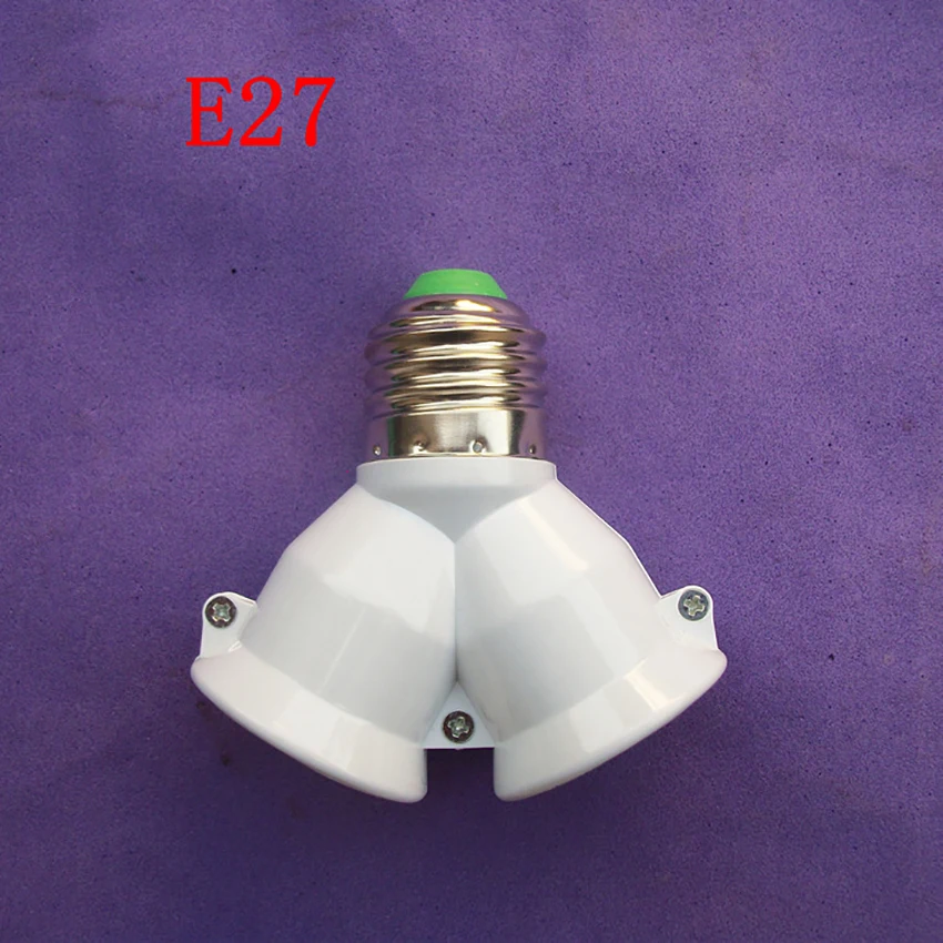E27 от 1 мужчины до 2 женщин Y-образная светодиодная лампа CFL с цоколем, адаптер-преобразователь, разветвитель, держатель лампы, Резьбовые основания ламп E27 расширяются Изображение 4