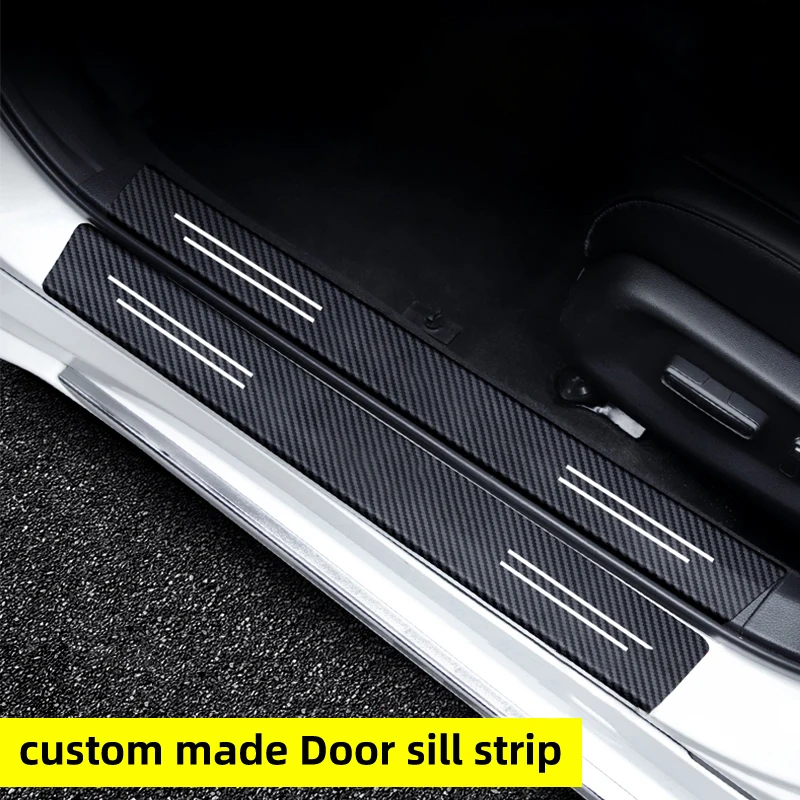 4/8 шт. Накладка на порог двери автомобиля, защитные наклейки для порогов из углеродного волокна для Audi Q7, логотип, защита педалей автоматического входа в дверь Изображение 1