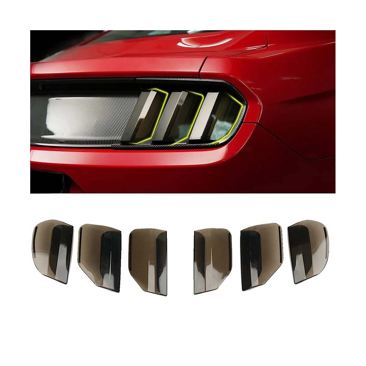 Крышка лампы заднего фонаря для Ford Mustang 2015 2016 2017, аксессуары для защитной рамы заднего фонаря, дымчатый черный Изображение 1