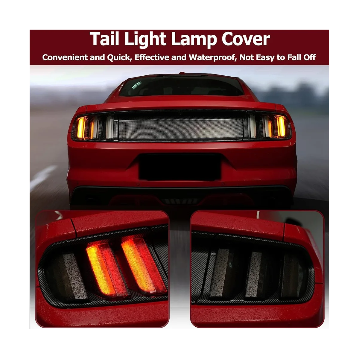Крышка лампы заднего фонаря для Ford Mustang 2015 2016 2017, аксессуары для защитной рамы заднего фонаря, дымчатый черный Изображение 2