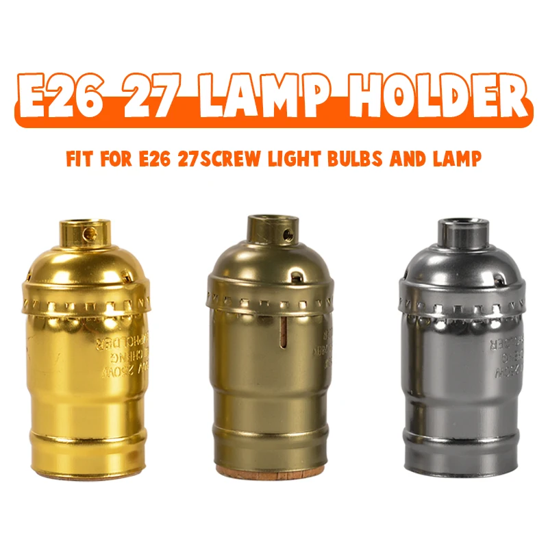 Винтажная алюминиевая ретро-антикварная лампа E27 E26 с цоколем, держатель основания лампы, винт, цоколь лампы, 3 цвета Изображение 0