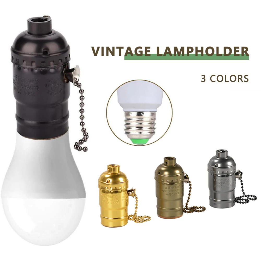 Винтажная алюминиевая ретро-антикварная лампа E27 E26 с цоколем, держатель основания лампы, винт, цоколь лампы, 3 цвета Изображение 4