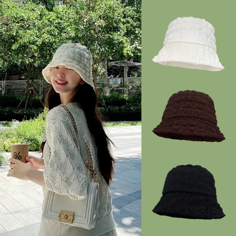 Японские девушки чувствуют себя провидцами рыбацкая шляпа женский летний тонкий дисплей лицо маленький горшок шляпа прилив Изображение 0