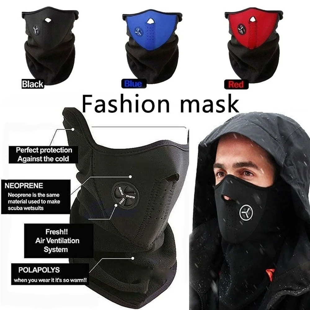 Страйкбольная теплая флисовая велосипедная маска на половину лица, защитный капюшон для лица, Велоспорт, лыжные виды спорта, защита шеи зимой на открытом воздухе, шарф, теплая маска Изображение 0