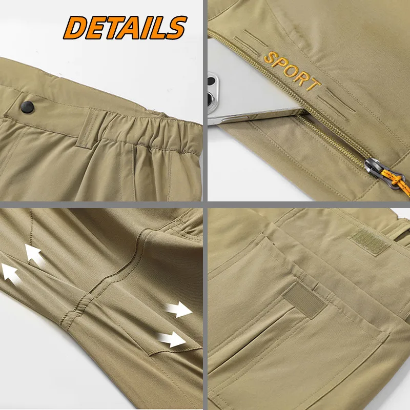 7XL Мужские летние легкие тактические походные брюки с несколькими карманами, Эластичные Повседневные быстросохнущие рабочие брюки для гольфа и сафари Изображение 4