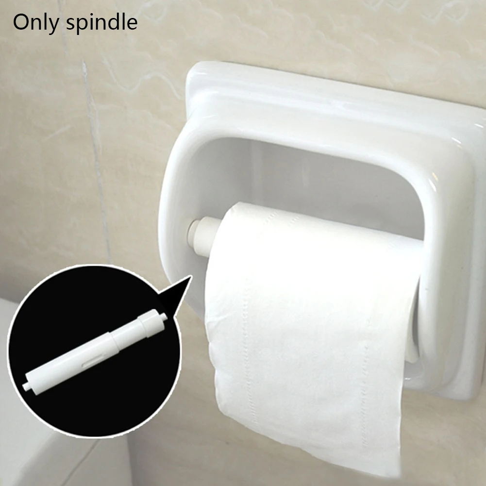Сменный держатель для рулона туалетной бумаги из белого пластика с растягивающим роликовым шпинделем Изображение 1