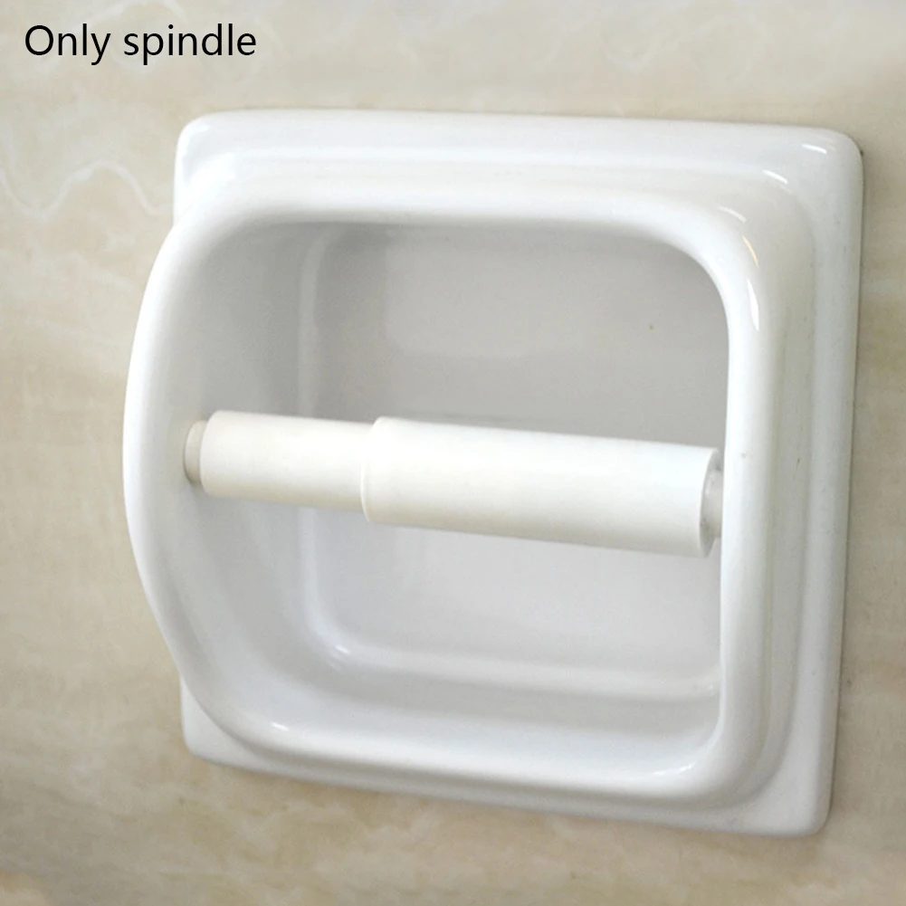 Сменный держатель для рулона туалетной бумаги из белого пластика с растягивающим роликовым шпинделем Изображение 2