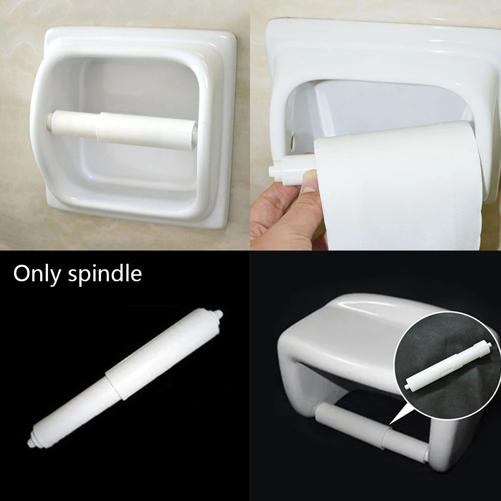 Сменный держатель для рулона туалетной бумаги из белого пластика с растягивающим роликовым шпинделем Изображение 3