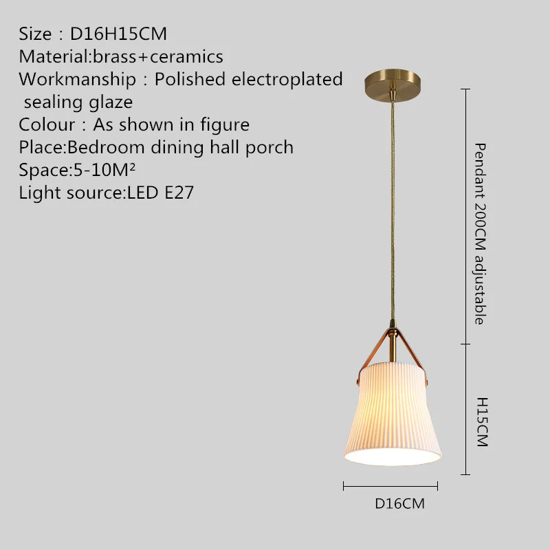 PLLY Скандинавский латунный подвесной светильник LED Современные простые креативные керамические лампы и люстры для домашней столовой Спальни Изображение 5