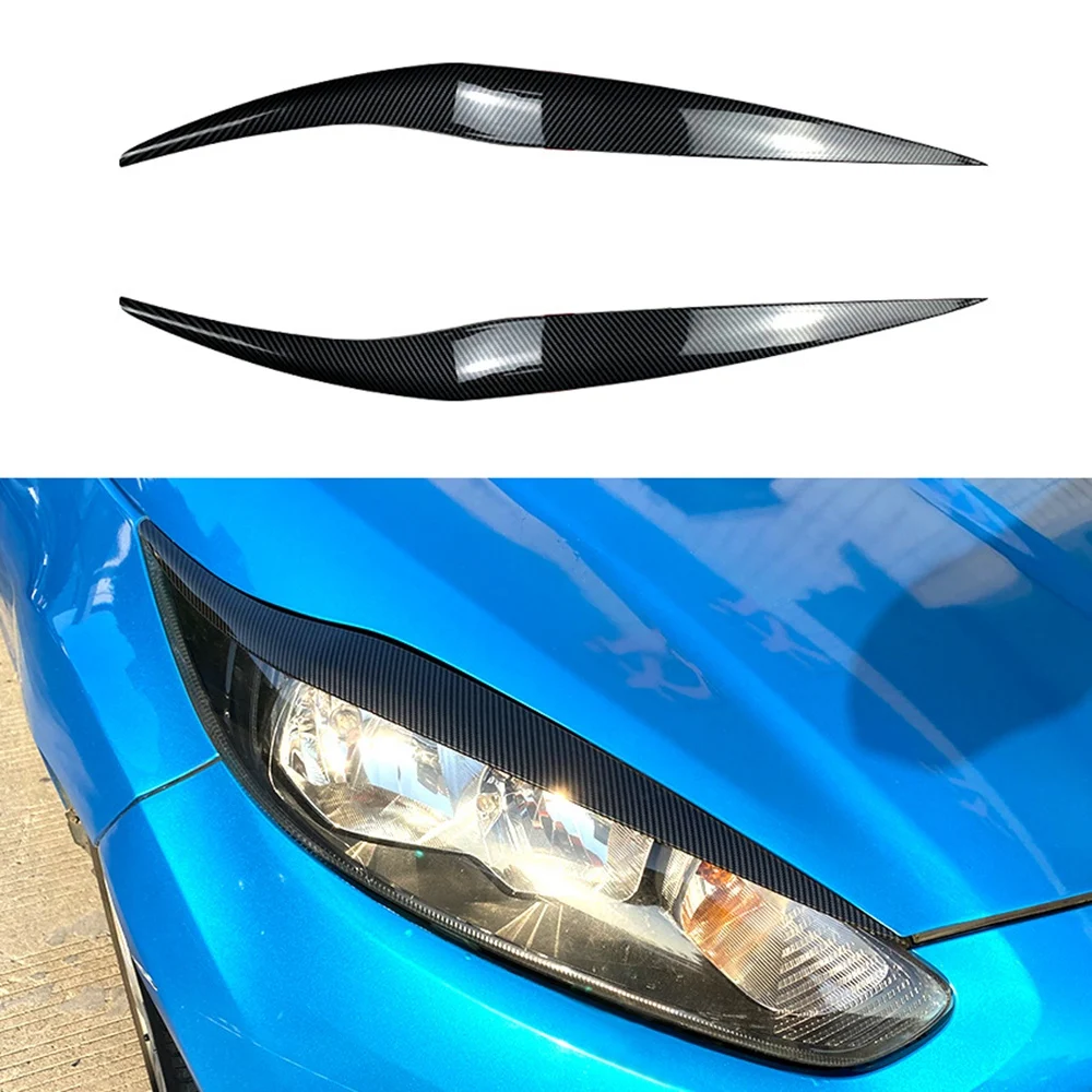 Крышка передней Фары Головной Свет Лампы Веко Бровей Отделка ABS для Ford Fiesta MK6.5 2013-2017 Углеродное Волокно Изображение 1
