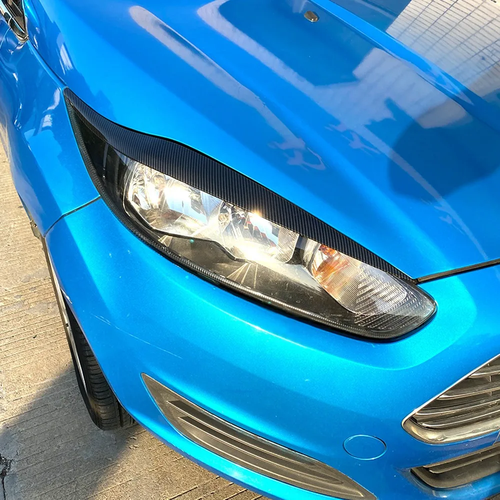 Крышка передней Фары Головной Свет Лампы Веко Бровей Отделка ABS для Ford Fiesta MK6.5 2013-2017 Углеродное Волокно Изображение 2