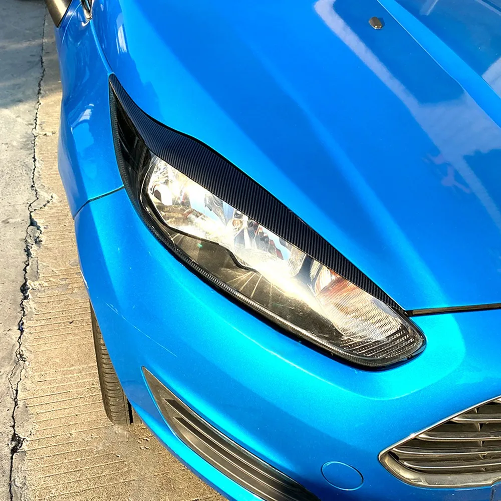 Крышка передней Фары Головной Свет Лампы Веко Бровей Отделка ABS для Ford Fiesta MK6.5 2013-2017 Углеродное Волокно Изображение 3