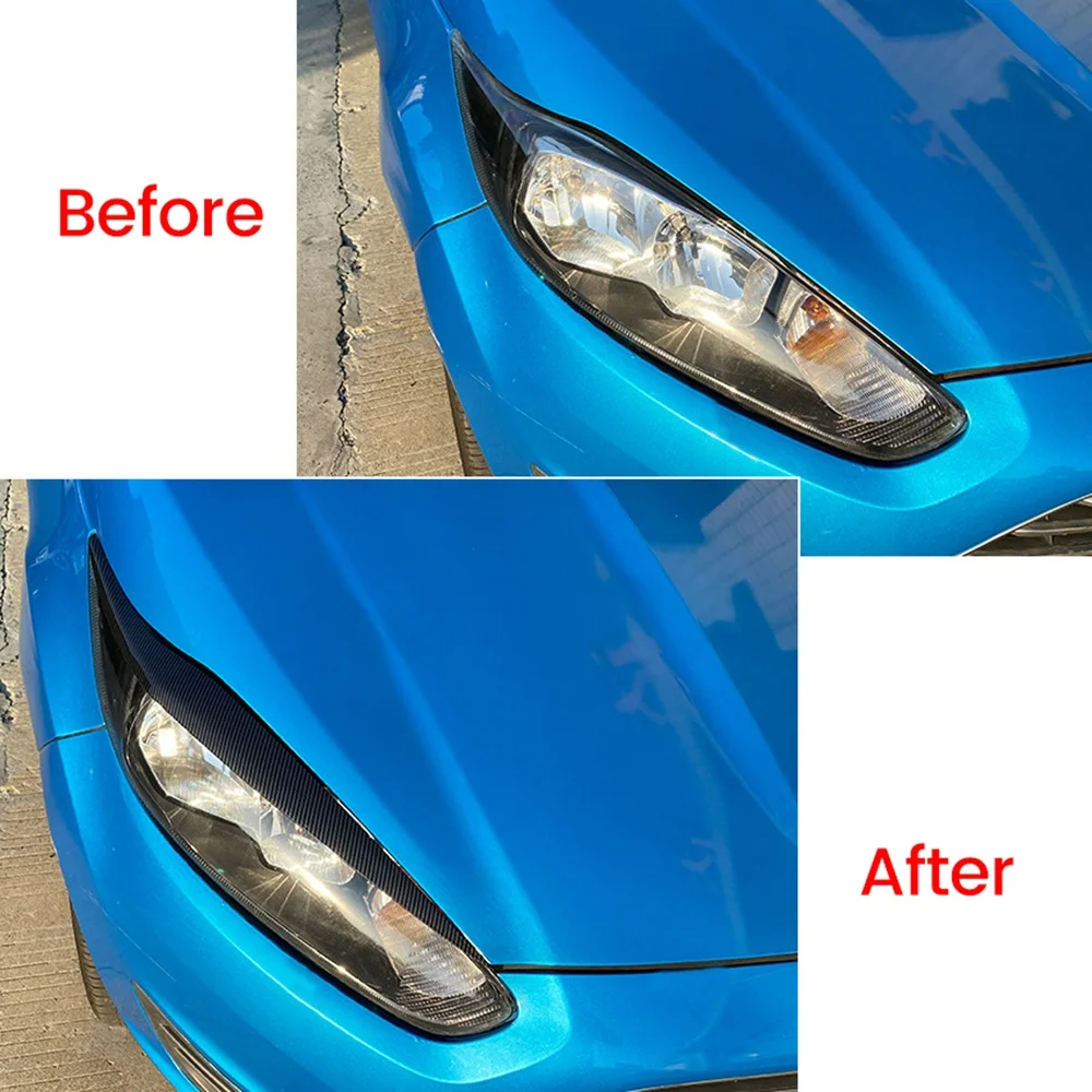 Крышка передней Фары Головной Свет Лампы Веко Бровей Отделка ABS для Ford Fiesta MK6.5 2013-2017 Углеродное Волокно Изображение 4