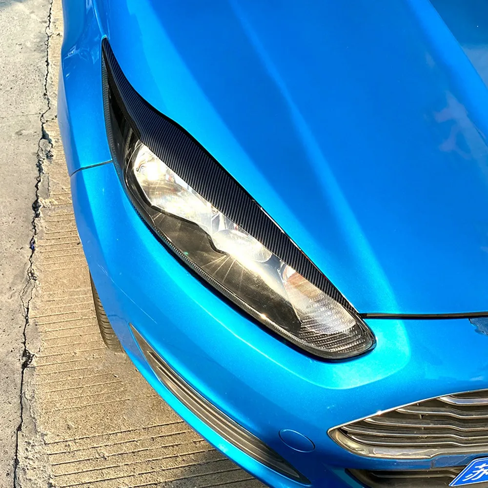 Крышка передней Фары Головной Свет Лампы Веко Бровей Отделка ABS для Ford Fiesta MK6.5 2013-2017 Углеродное Волокно Изображение 5