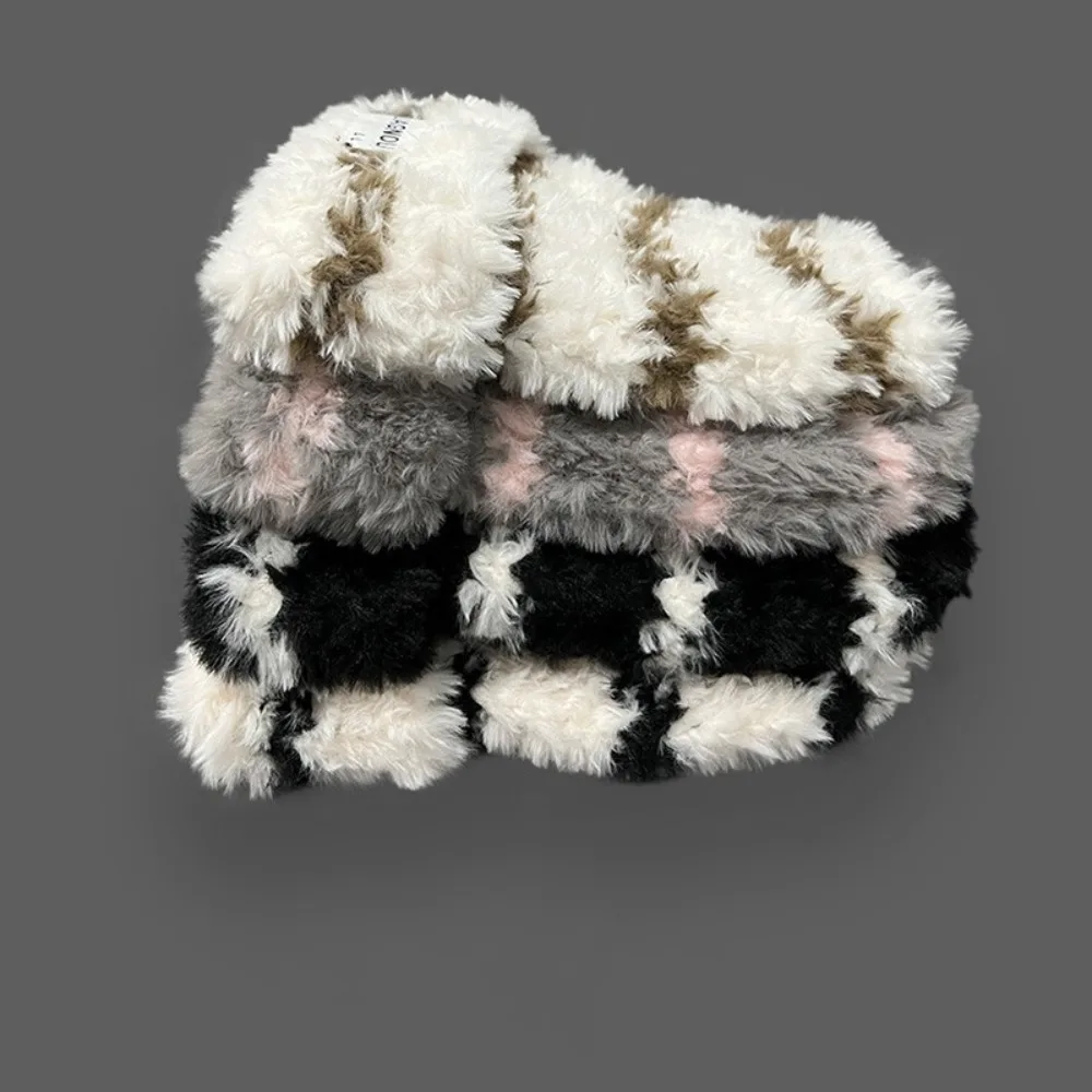 Теплая зимняя шапка С приятной защитой ушей Полосатая Широкополая шляпа Плюшевая шляпа на открытом воздухе Изображение 5